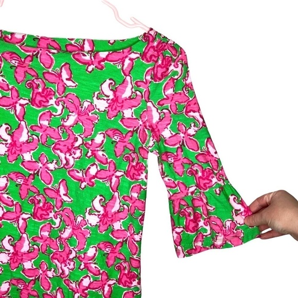 Lilly Pulitzer Boatneck Belle Top All A Flutter Pink Green Butterfly Extra Small - Picture 5 of 16